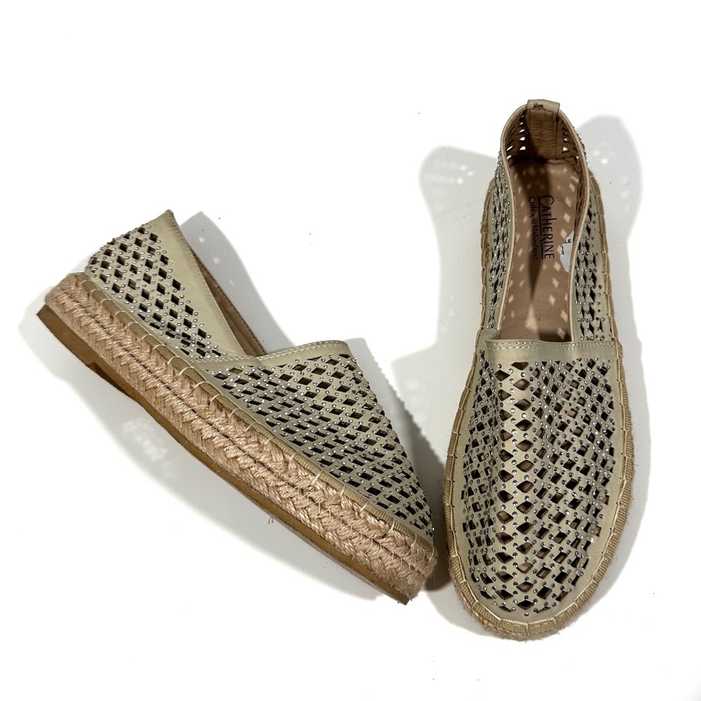 Catherine Malandrino [ Women 8.5 ] Sparkly Embellished Espadrilles Slip on Shoes